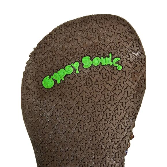 GYPSY SOULE Brown Flip-flops Gold Crystal Swarovski Rhinestone Metallic size 8 - Picture 11 of 11